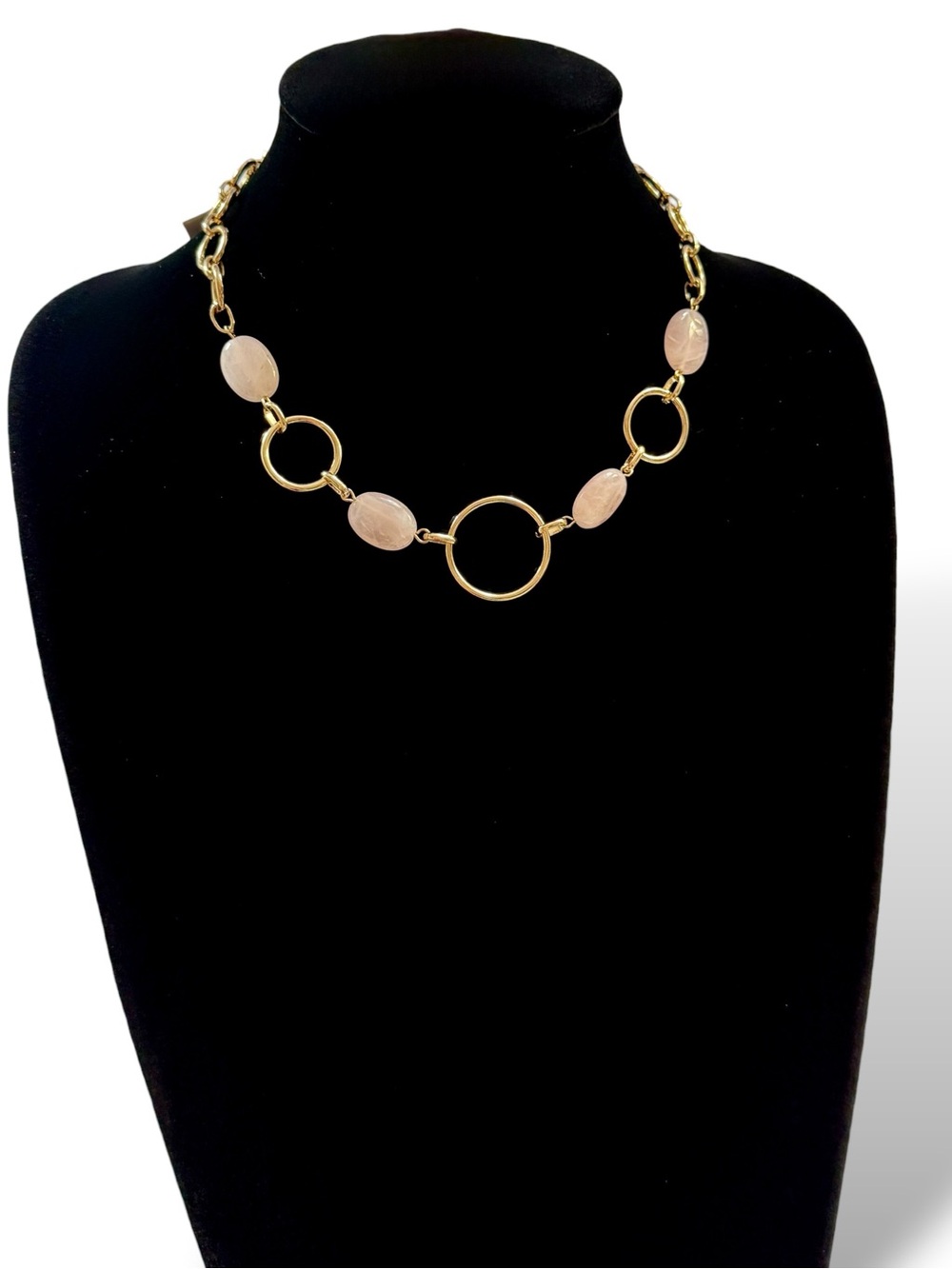 WHBM Pink Semi-Precious Gold Link Choker Necklace NWT